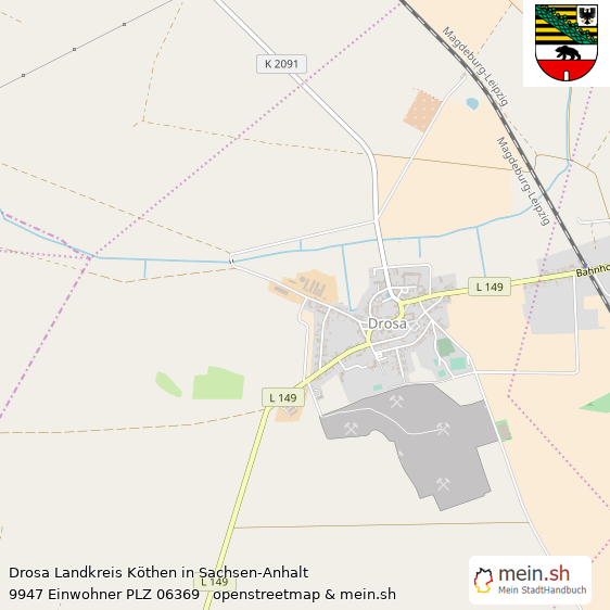 Drosa Landkreis Köthen Lageplan © Openstreetmap Contributors Drosa Lageplan