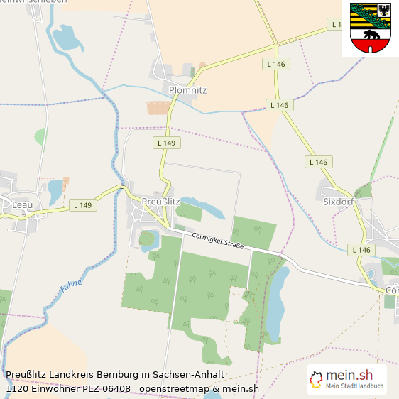 Preußlitz Landkreis Bernburg Lageplan © Openstreetmap Contributors Preußlitz Lageplan