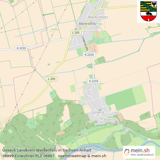 Goseck Landkreis Weißenfels Lageplan © Openstreetmap Contributors Goseck Großes Dorf Lageplan