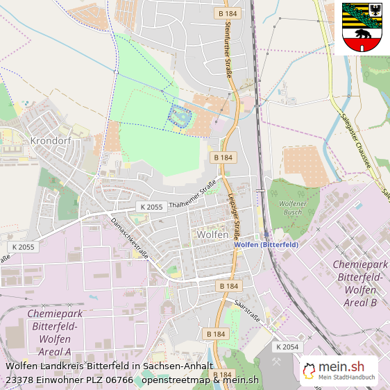 Wolfen Landkreis Bitterfeld Lageplan © Openstreetmap Contributors Wolfen Lageplan