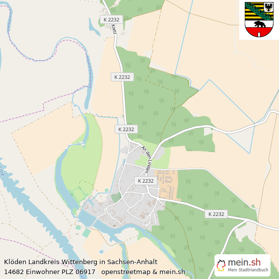 Klöden Landkreis Wittenberg Lageplan © Openstreetmap Contributors Klöden Lageplan