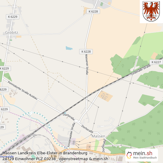 Massen Landkreis Elbe-Elster Lageplan © Openstreetmap Contributors Massen Lageplan