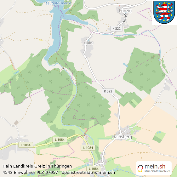 Hain Landkreis Greiz Lageplan © Openstreetmap Contributors Hain Kleines Dorf Lageplan