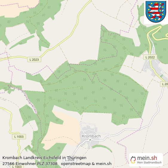 Krombach Landkreis Eichsfeld Lageplan © Openstreetmap Contributors Krombach Landstadt Lageplan