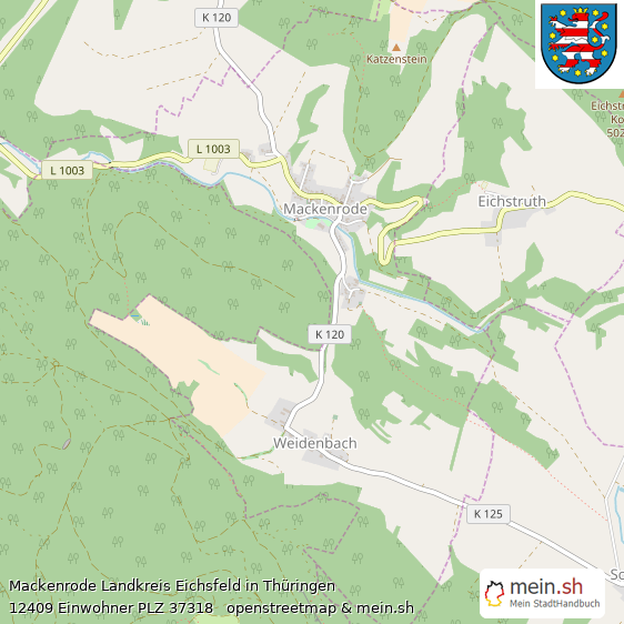 Mackenrode Landkreis Eichsfeld Lageplan © Openstreetmap Contributors Mackenrode Kleines Dorf Lageplan