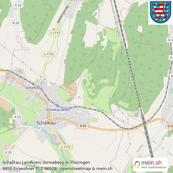 Schalkau Landkreis Sonneberg Lageplan © Openstreetmap Contributors Schalkau Landstadt Lageplan