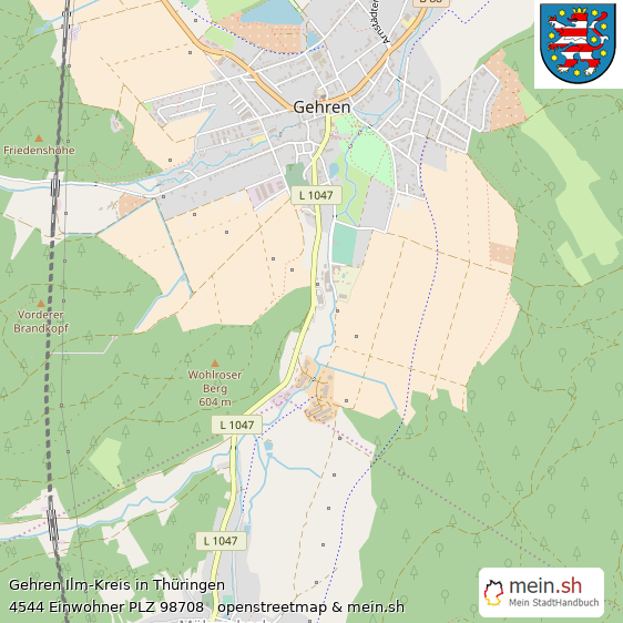 Gehren Ilm-Kreis Lageplan © Openstreetmap Contributors Gehren Landstadt Lageplan