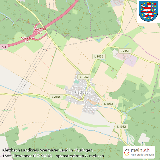 Klettbach Landkreis Weimarer Land Lageplan © Openstreetmap Contributors Klettbach Großes Dorf Lageplan