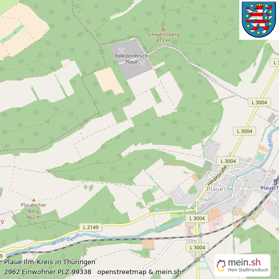 Plaue Ilm-Kreis Lageplan © Openstreetmap Contributors Plaue Großes Dorf Lageplan