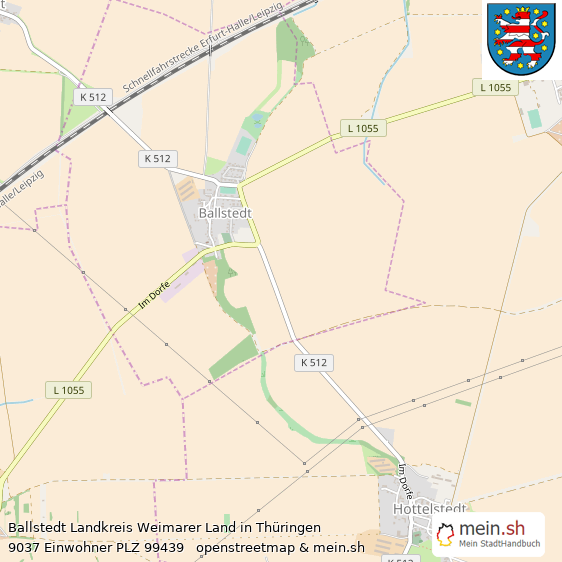 Ballstedt Landkreis Weimarer Land Lageplan © Openstreetmap Contributors Ballstedt Kleines Dorf Lageplan
