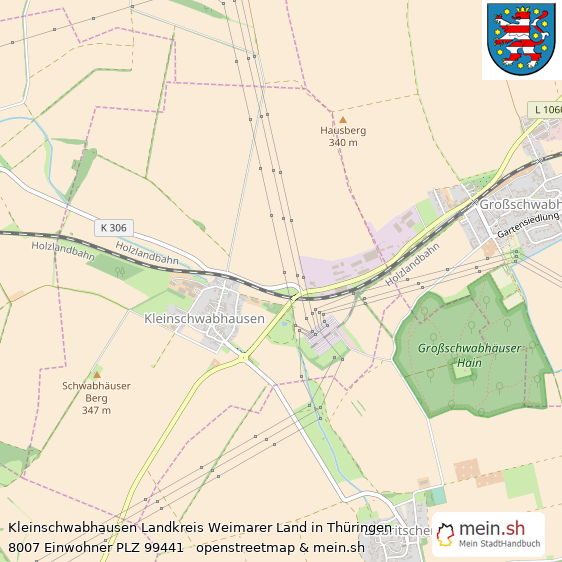 Kleinschwabhausen Landkreis Weimarer Land Lageplan © Openstreetmap Contributors Kleinschwabhausen Kleines Dorf Lageplan