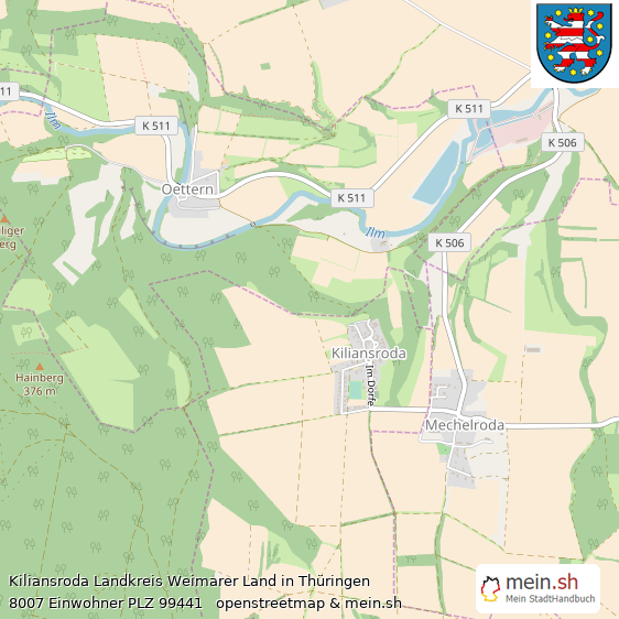 Kiliansroda Landkreis Weimarer Land Lageplan © Openstreetmap Contributors Kiliansroda Kleines Dorf Lageplan