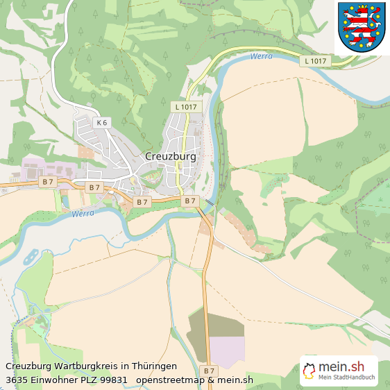 Creuzburg Wartburgkreis Lageplan © Openstreetmap Contributors Creuzburg Landstadt Lageplan