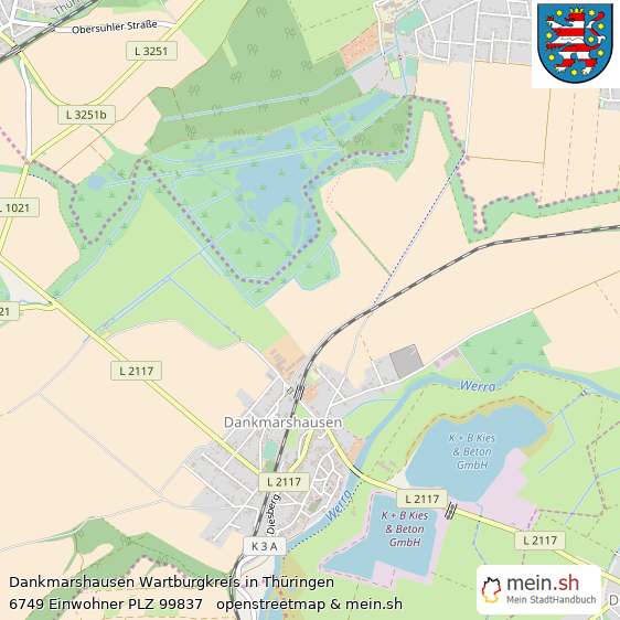 Dankmarshausen Wartburgkreis Lageplan © Openstreetmap Contributors Dankmarshausen Großes Dorf Lageplan
