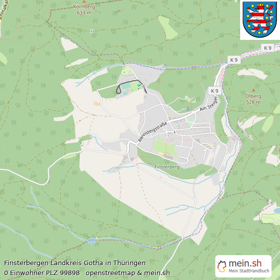 Finsterbergen Landkreis Gotha Lageplan © Openstreetmap Contributors Finsterbergen Lageplan