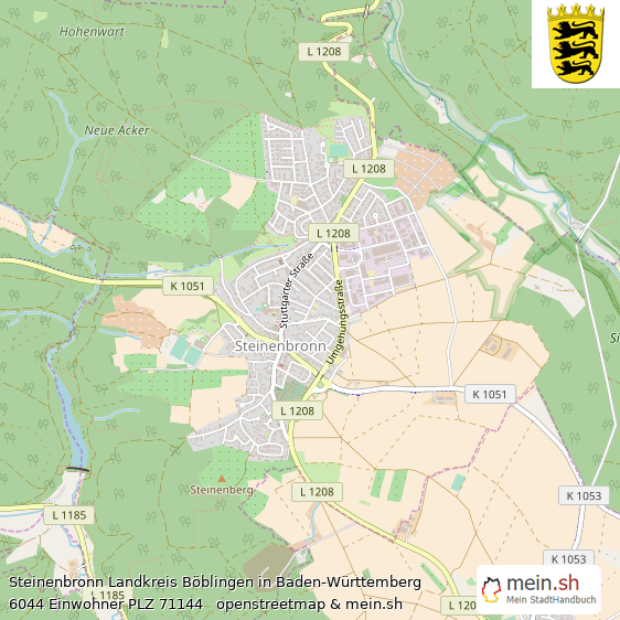 Steinenbronn Landkreis Böblingen Lageplan © Openstreetmap Contributors Steinenbronn Große Landstadt Lageplan