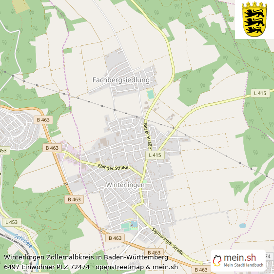 Winterlingen Zollernalbkreis Lageplan © Openstreetmap Contributors Winterlingen Große Landstadt Lageplan