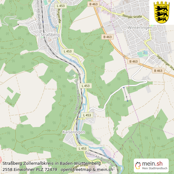 Straßberg Zollernalbkreis Lageplan © Openstreetmap Contributors Straßberg Landstadt Lageplan