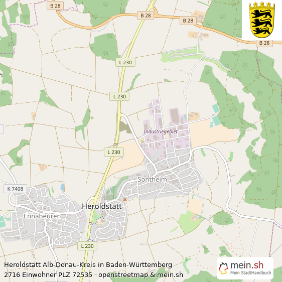 Heroldstatt Alb-Donau-Kreis Lageplan © Openstreetmap Contributors Heroldstatt Landstadt Lageplan