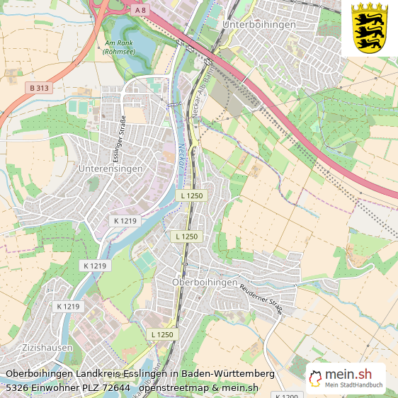 Oberboihingen Landkreis Esslingen Lageplan © Openstreetmap Contributors Oberboihingen Große Landstadt Lageplan