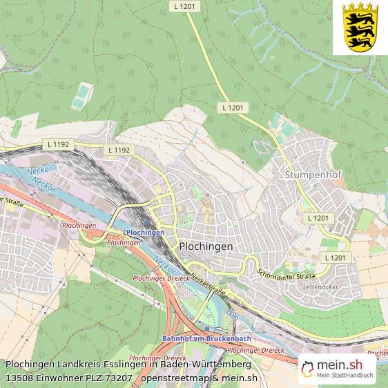 Plochingen Landkreis Esslingen Lageplan © Openstreetmap Contributors Plochingen Kleinstadt Lageplan