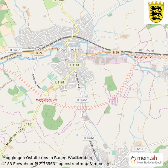 Mögglingen Ostalbkreis Lageplan © Openstreetmap Contributors Mögglingen Landstadt Lageplan