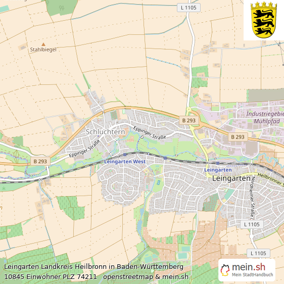Leingarten Landkreis Heilbronn Lageplan © Openstreetmap Contributors Leingarten Kleinstadt Lageplan