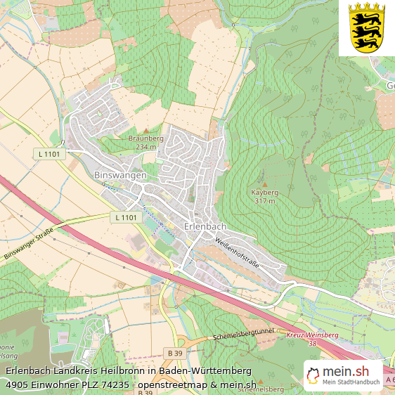Erlenbach Landstadt Lageplan