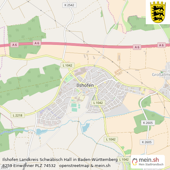 Ilshofen Landkreis Schwäbisch Hall Lageplan © Openstreetmap Contributors Ilshofen Große Landstadt Lageplan