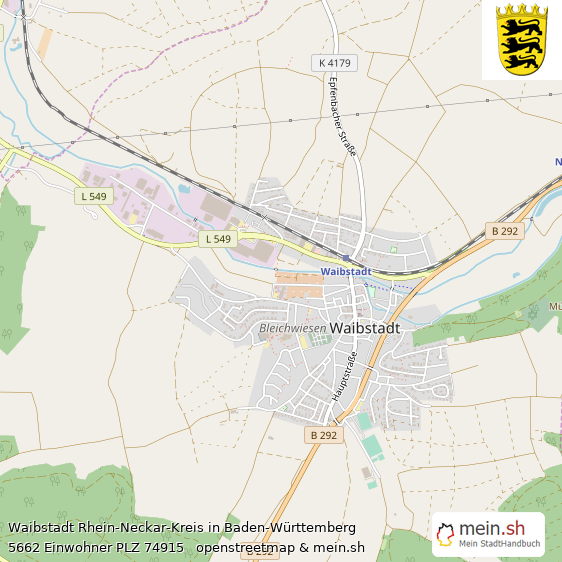 Waibstadt Rhein-Neckar-Kreis Lageplan © Openstreetmap Contributors Waibstadt Große Landstadt Lageplan