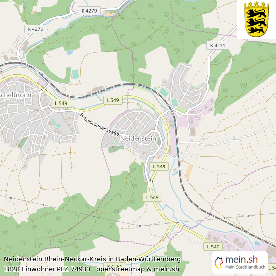 Neidenstein Rhein-Neckar-Kreis Lageplan © Openstreetmap Contributors Neidenstein Großes Dorf Lageplan