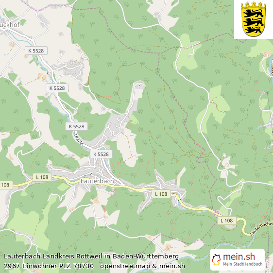 Lauterbach Landkreis Rottweil Lageplan © Openstreetmap Contributors Lauterbach Landstadt Lageplan