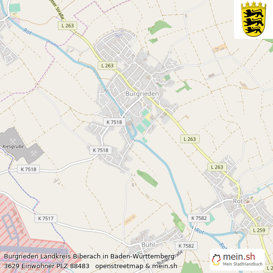Burgrieden Landkreis Biberach Lageplan © Openstreetmap Contributors Burgrieden Landstadt Lageplan
