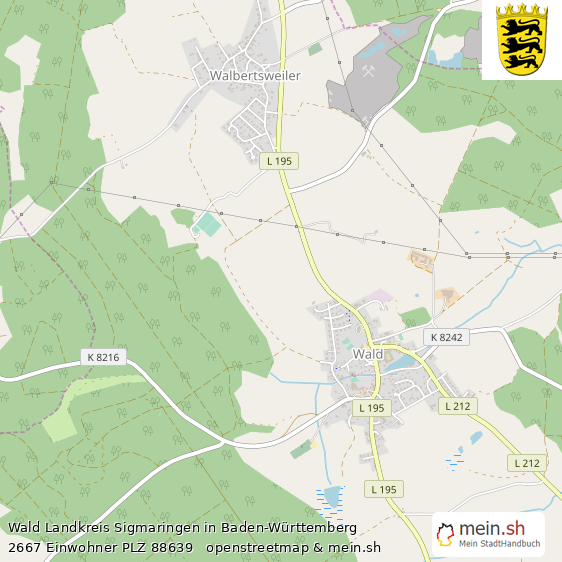 Wald Landkreis Sigmaringen Lageplan © Openstreetmap Contributors Wald Landstadt Lageplan