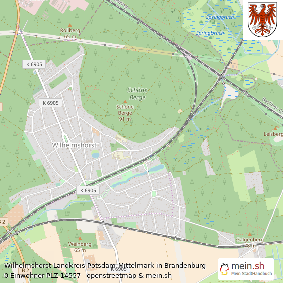 Wilhelmshorst Landkreis Potsdam-Mittelmark Lageplan © Openstreetmap Contributors Wilhelmshorst Lageplan
