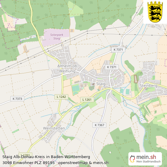 Staig Alb-Donau-Kreis Lageplan © Openstreetmap Contributors Staig Landstadt Lageplan