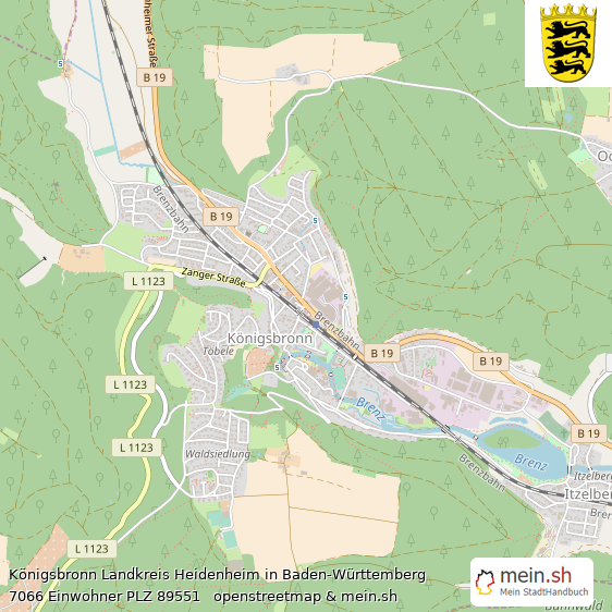 Königsbronn Landkreis Heidenheim Lageplan © Openstreetmap Contributors Königsbronn Große Landstadt Lageplan