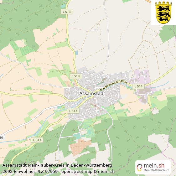 Assamstadt Main-Tauber-Kreis Lageplan © Openstreetmap Contributors Assamstadt Landstadt Lageplan