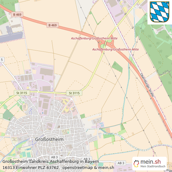 Großostheim Landkreis Aschaffenburg Lageplan © Openstreetmap Contributors Großostheim Kleinstadt Lageplan