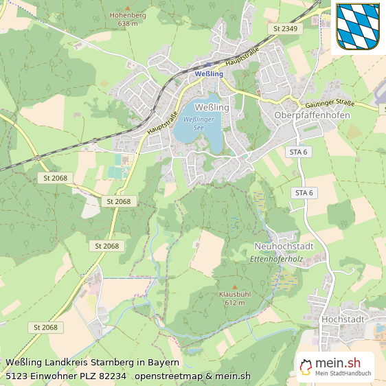 Weßling Landkreis Starnberg Lageplan © Openstreetmap Contributors Weßling Große Landstadt Lageplan