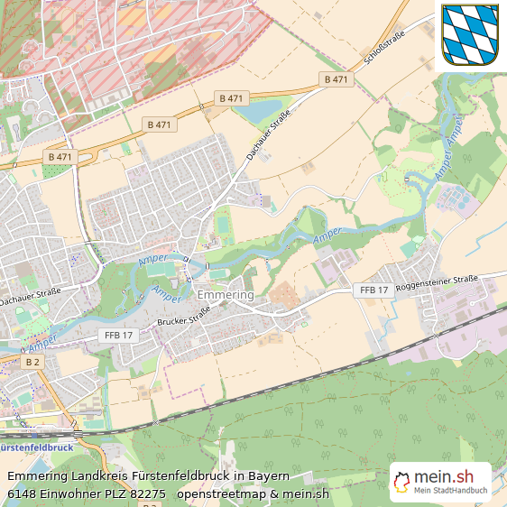 Emmering Landkreis Fürstenfeldbruck Lageplan © Openstreetmap Contributors Emmering Großes Dorf Lageplan