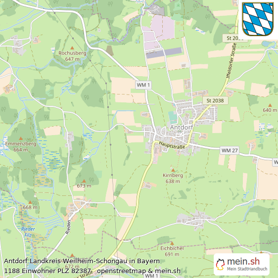 Antdorf Landkreis Weilheim-Schongau Lageplan © Openstreetmap Contributors Antdorf Großes Dorf Lageplan