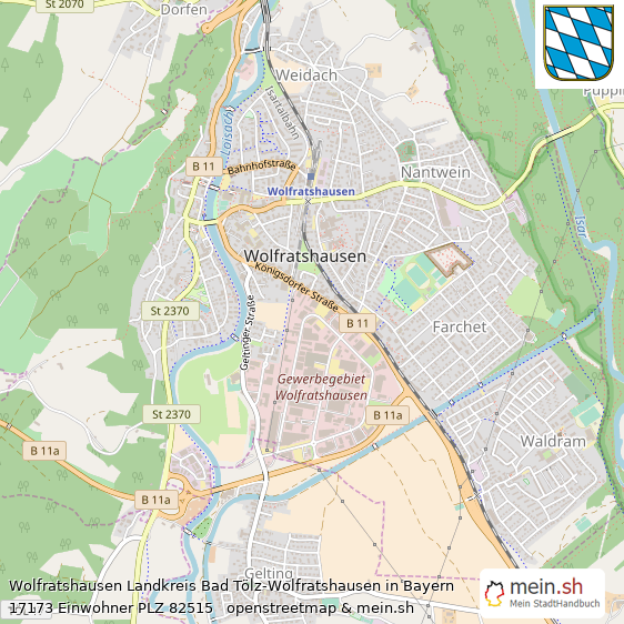 Wolfratshausen Kleinstadt Lageplan