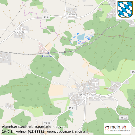 Pittenhart Landkreis Traunstein Lageplan © Openstreetmap Contributors Pittenhart Großes Dorf Lageplan