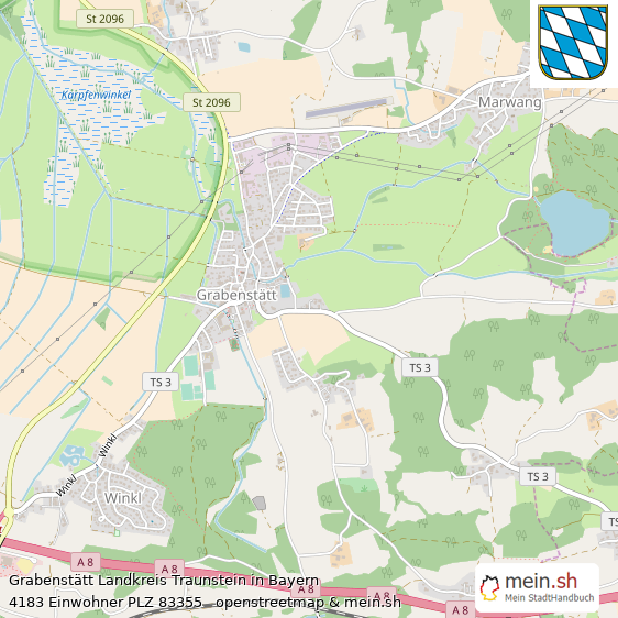 Grabenstätt Landkreis Traunstein Lageplan © Openstreetmap Contributors Grabenstätt Landstadt Lageplan