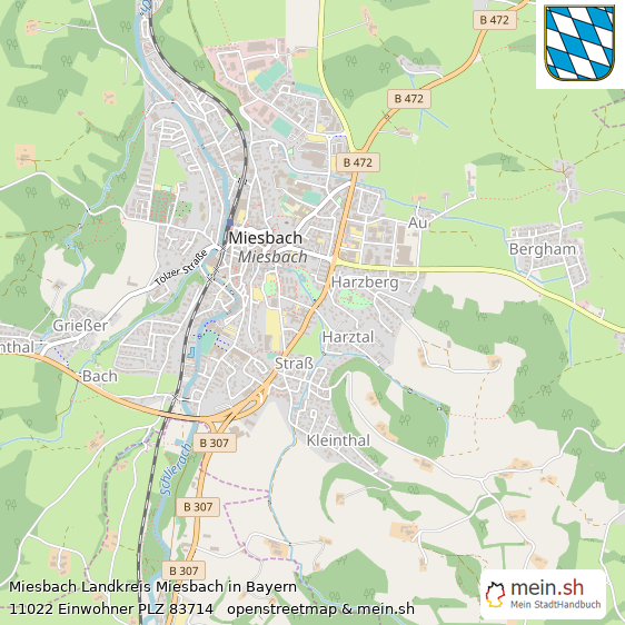 Miesbach Kleinstadt Lageplan
