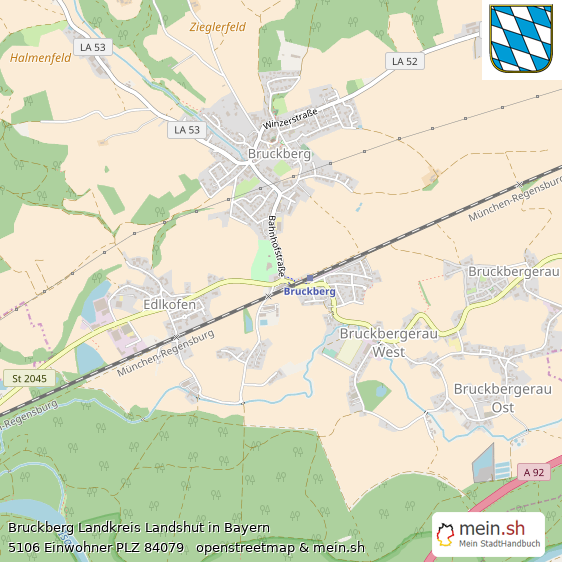 Bruckberg Landkreis Landshut Lageplan © Openstreetmap Contributors Bruckberg Große Landstadt Lageplan
