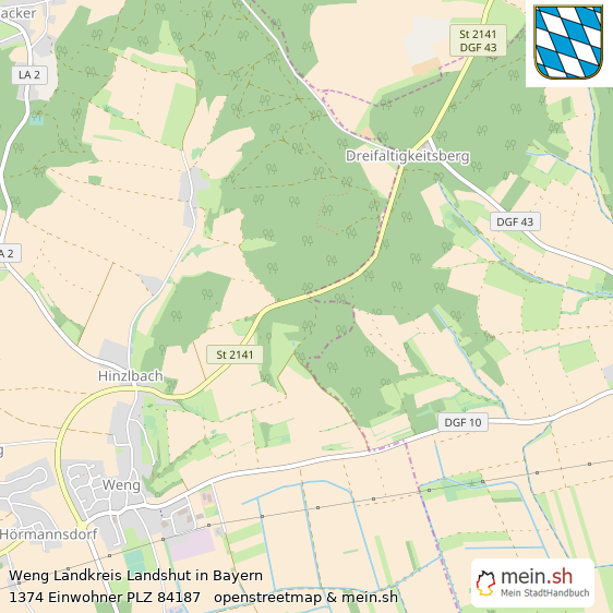 Weng Landkreis Landshut Lageplan © Openstreetmap Contributors Weng Großes Dorf Lageplan