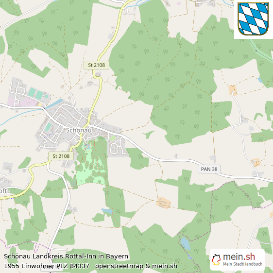 Schönau Landkreis Rottal-Inn Lageplan © Openstreetmap Contributors Schönau Landstadt Lageplan