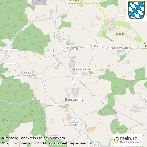 Kirchberg Landkreis Erding Lageplan © Openstreetmap Contributors Kirchberg Dorf Lageplan